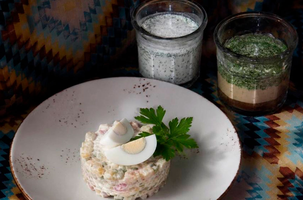 Фото Окрошка на тане мясная 